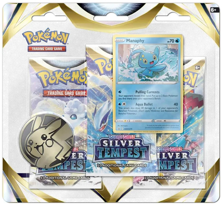 Pokemon TCG: Sword & Shield Silver Tempest 3-Pack Blister - Manaphy