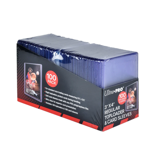 Clear Regular Toploaders and Soft Sleeves Bundle (100ct) for Standard Size Cards