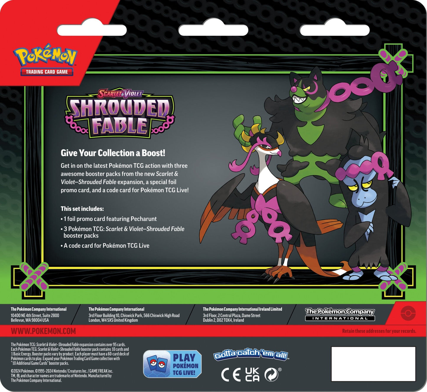 Pokemon TCG: Scarlet & Violet Shrouded Fable 3-Pack Blister - Pecharunt